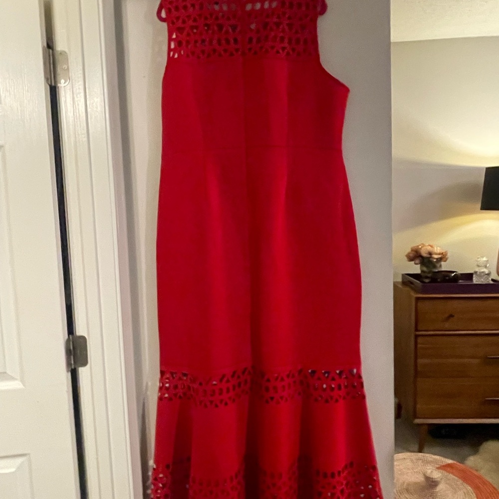 Eloquii Red Midi Dress with Cutout Details - Picture 2 of 6